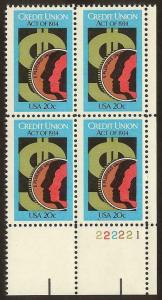 2075 - Misperf Error/EFO Plate Block Credit Union MNH 