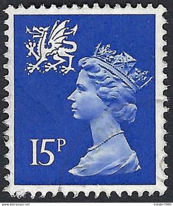 GREAT BRITAIN Wales 1980 QEII 15p Ultramarine Machin SGW34 FU