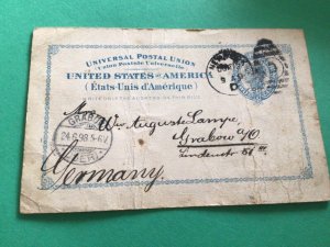 United states 1898 postal card to Germany  A14420