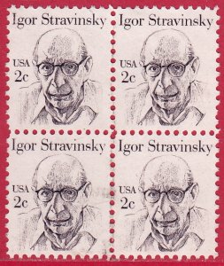 USA - 1982 - Scott #1845 - used block of 4 - Music Composer Stravinsky