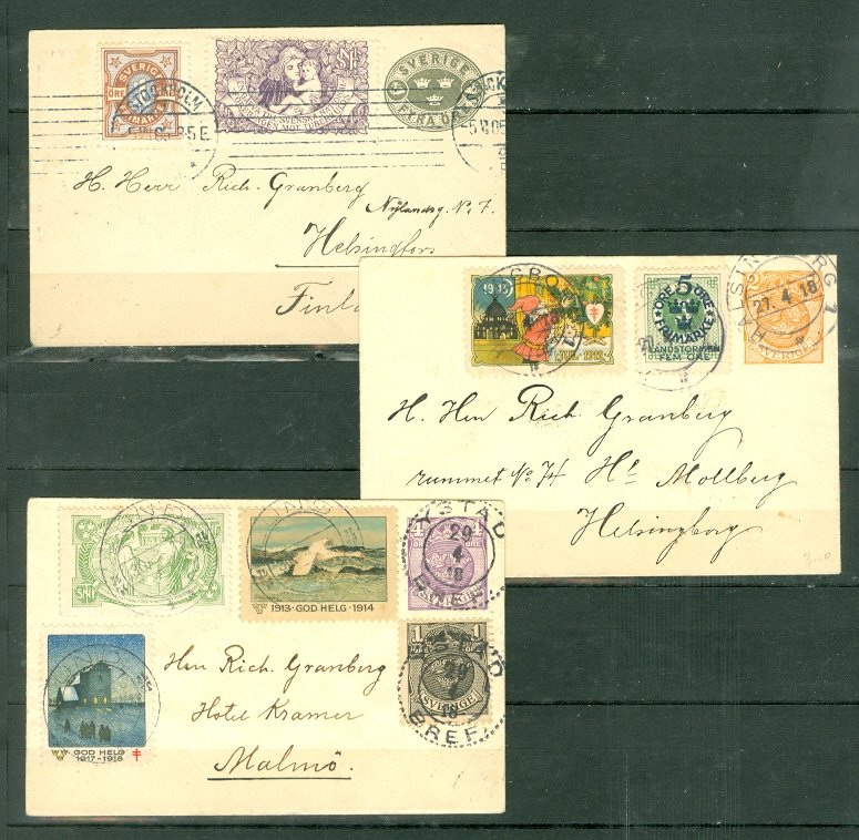 SWEDEN #1905-1918 LOT of 3 NICE COVERS