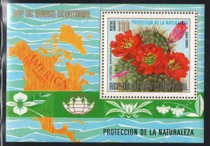 Equatorial Guinea ~ Protect Nature Souvenir Sheet ~N. Amrican Flowers ~ MInt, NH