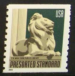 3769 MNH (10¢) NY Public Library Lion Statue w/a - 4387