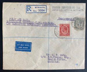 1931 Mombasa Kenya First Flight Airmail Cover To Zanzibar Imperial Airways