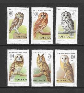 BIRDS - POLAND #2995-3000 OWLS MNH