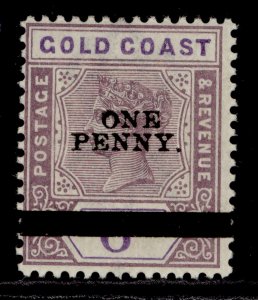 GOLD COAST QV SG36, 1d on 6d dull mauve & violet, LH MINT. Cat £13.