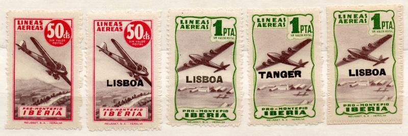 (I.B) Spain Cinderella : Iberia Airline Charity Stamps (Overprints)