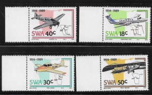 South West Africa 1989 Aviation industry Airplane Sc 614-617 MNH A969