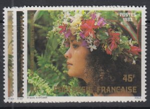 French Polynesia, Scott 386-388, MNH
