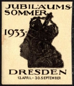 1933 Germany Poster Stamp Anniversary Summer Fair Dresden 13 April-30 September