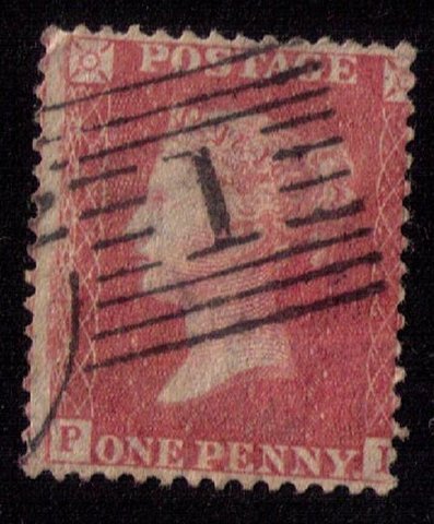 GREAT BRITAIN Scott #20 perf 14,Fancy Cancellation 1p Red F-VF