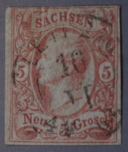 German States Saxony #13 Used Circular City Cancel with Partial Date FN
