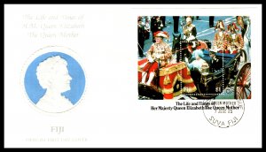 Fiji 535 Queen Mother Souvenir Sheet U/A FDC