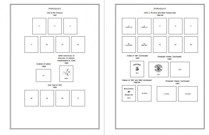 PRINTED PARAGUAY [CLASS.] 1870-1940 STAMP ALBUM PAGES (53 pages)