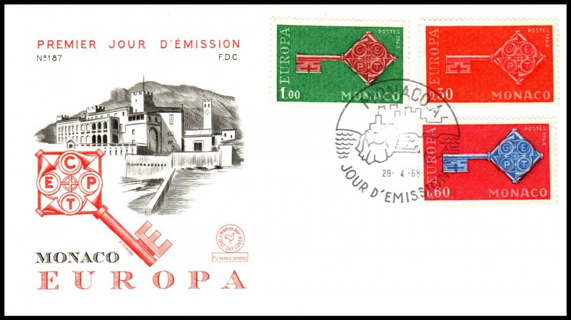 Monaco 722-724 Europa U/A FDC