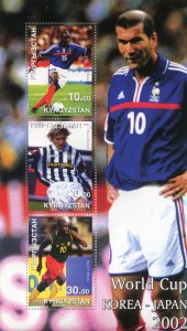 Kyrgyzstan 2002 FOOTBALL WORLD CUP FRANCE ZIDANE Souvenir Sheet MNH