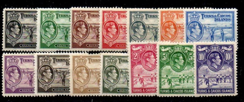 TURKS & CAICOS ISLANDS SG194/205 1938-45 DEFINITIVE SET MTD MINT (r)