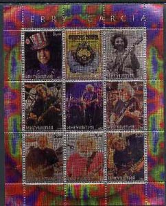 INGUSHETIA -2000-Jerry Garcia-Perf 9v Foil Sheet-Mint Never Hinged-Private Issue