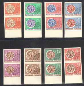 FRANCE YVERT #124-125, 127, 129 to 133 PRECANCEL IMPERF PAIRS