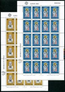 Cyprus #533-534 MNH M/S CV$14.00 St Barnabas Zeno of Citium Europa CEPT 1980