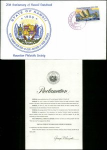 US FDC #2080 Hawaiian Philatelic Society Cachet Honolulu, HI with Enclosure