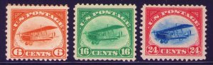 #C1 - C3 1918 US Airmail Stamp Set VF Fresh Colors  Nice MLH