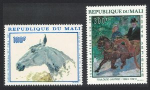 Mali Horses Toulouse-Lautrec Commemoration 2v 1967 MNH SG#159-160