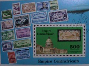 CENTRAL AFRICAN:  1977- ZIPPLINS STAMPS ON STAMP-S/S-CTO-NH-SHEET LAST ONE.