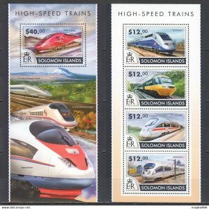 2015 Solomon Islands High Speed Trains Transport #3177-81 1+1 ** Ls425