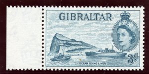 Gibraltar 1955 QEII 3d deep greenish blue superb MNH. SG 150a.