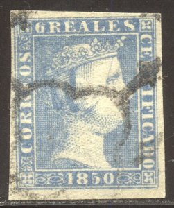 SPAIN #4 Used VF - 1850 6r Blue