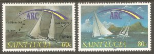 SAINT LUCIA Sc# 989 - 990 MNH FVF Set-2 Sail Boats Rainbow