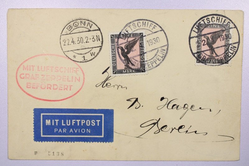 Germany 1930 Graf Zeppelin Cover - L40376