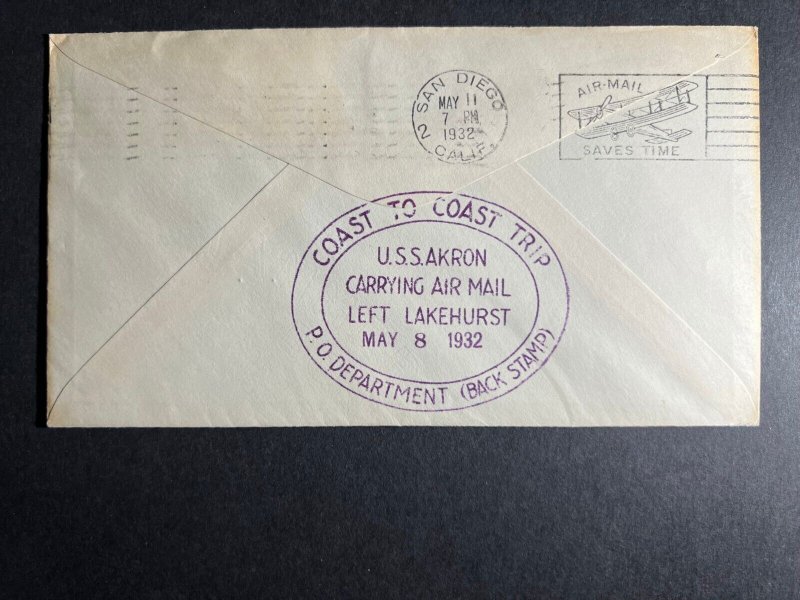 1932 USA Airmail Cover Zeppelin USS Akron Lakehurst NJ to Battle Creek MI 3