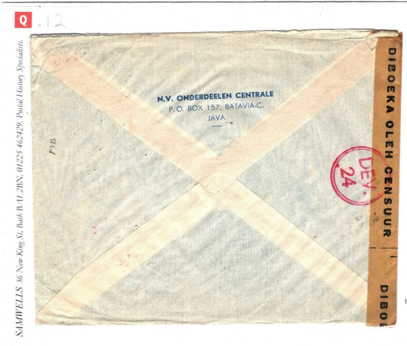 DUTCH EAST INDIES WW2 Cover One of LAST PAA FLIGHTS Before Invasion 1941 SQ12