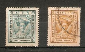 INDIA - INDORE (HOLKAR STATE) 1936 - 1937 2a, 4a SG 21, 26 FINE USED