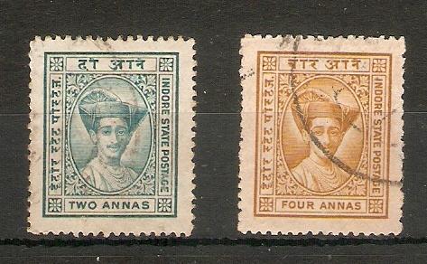 INDIA - INDORE (HOLKAR STATE) 1936 - 1937 2a, 4a SG 21, 26 FINE USED
