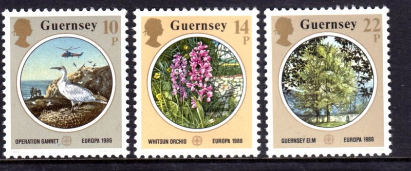 Guernsey 1986 Flora & Fauna - EUROPA Complete Mint MNH Set SC 331-333