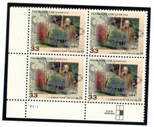 US  3338  Frederick Law Olmstead 33c - Plate Block of 4 - MNH - 1999 - P1111  LL