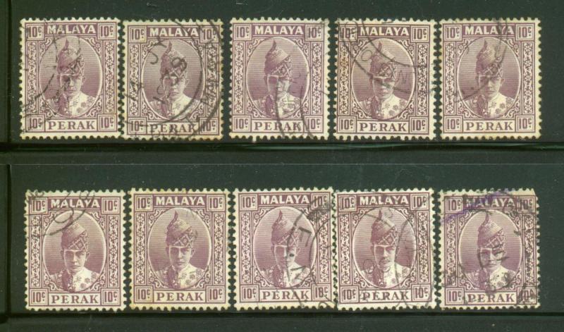 Malaya - Perak Sct # 90 multiple copies; Used