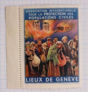 Poverty protection civilian population Geneva 10c Poor charity Poster Stamp DL