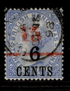 BRITISH HONDURAS QV SG50, 15c on 6c on 3d ultramarine, FINE USED. Cat £28. CDS