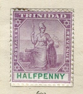 TRINIDAD; 1890s early classic QV Britannia issue Mint hinged 1/2d. value