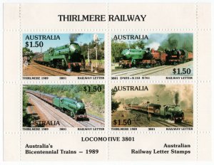 (I.B) Australia Cinderella : Local Railways Mini-Sheet (Thirlmere)