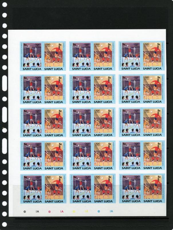 St.Lucia 1984 Los Angeles Olympic Block of 15 Sets Imperf !!