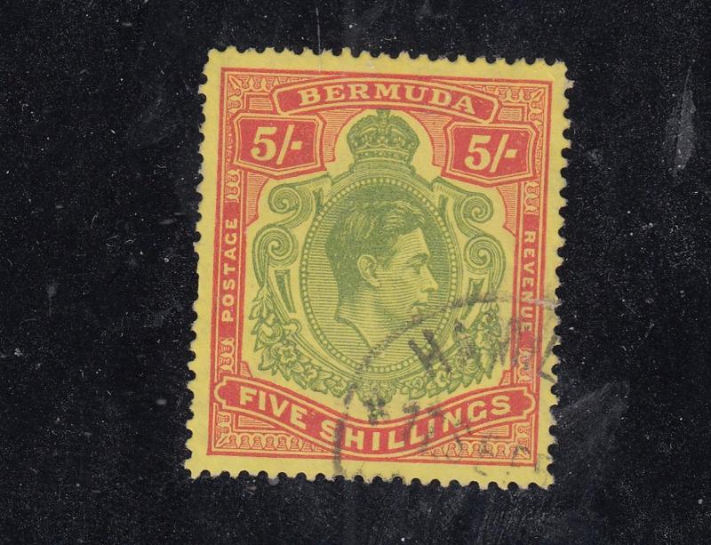 BERMUDA # 125 VF-PART HAMILTON CORNER CANCEL KGV1 5sh ISSUE