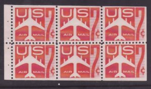 USA-Sc#C60a- id9-unused airmail pane-small hinge at tab-Planes-1959-