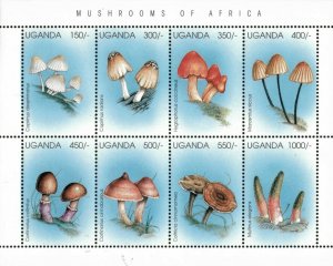 Uganda 1996 - MUSHROOMS OF AFRICA - Sheet of 8 (Scott #1421) - MNH