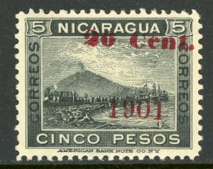 Nicaragua 1902 Momotombo 20¢ on 5P Black Sc # 151 Mint Y803