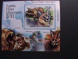 ​COMORO ISLANDS 2011-COLORFUL BEAUTIFUL WILD ANIMALS-LIONS MNH S/S-VERY FINE